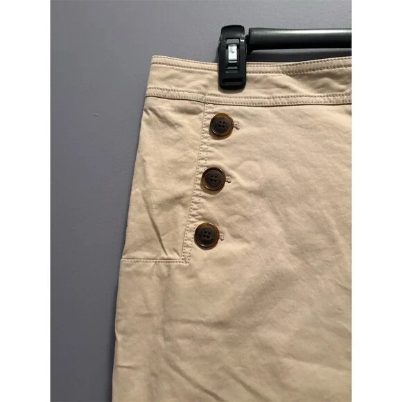 Tommy Hilfiger Sailor Pants Womens 16 Beige High Rise Side Zip Wide Leg - Picture 2 of 9